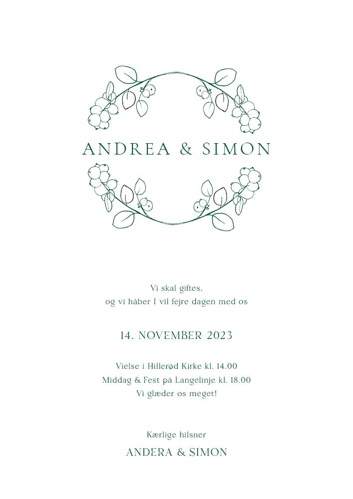 Bryllup - Andrea & Simon Bryllupsinvitation